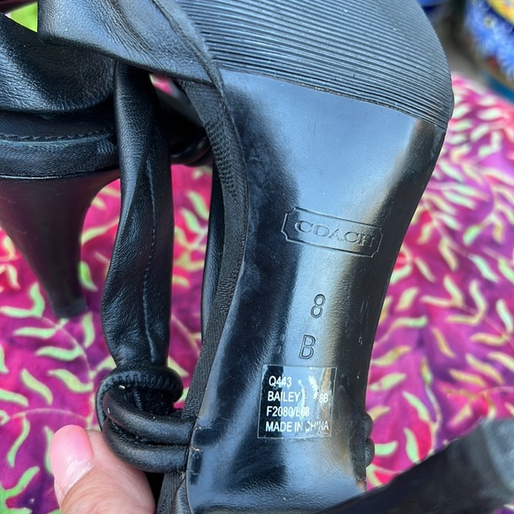 Coach Black Leather Open Toe / Sling Back High Heel Sandals - Picture 14 of 16
